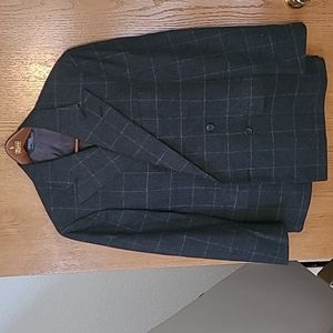 Vintage 80s Polo Ralph Lauren Gray and White Plaid Double Breasted Men's Blazer
